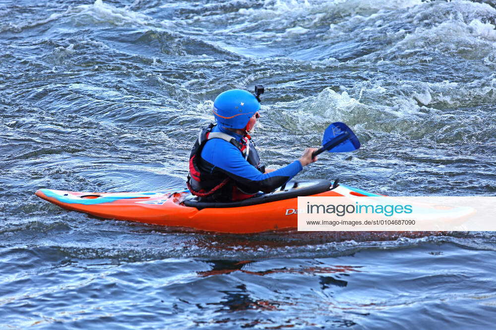 Popular water sports Training place for rafting with the kayak on the