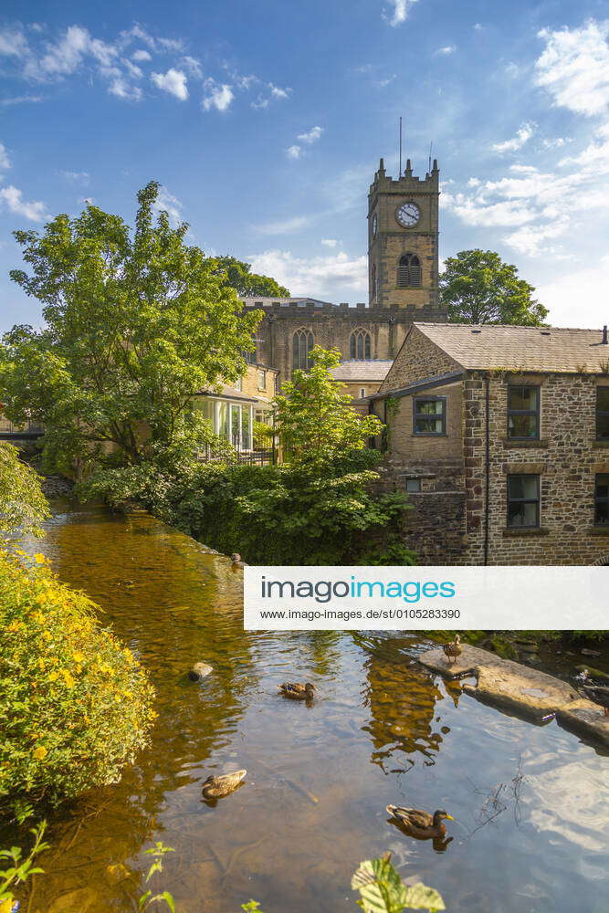 View of St. Mathews Church and duck pond, Hayfield, High Peak