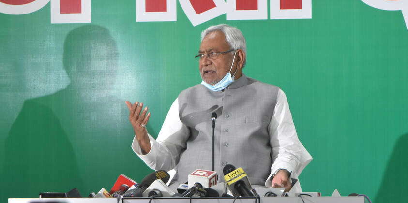 PATNA, INDIA - NOVEMBER 10: Bihar Chief Minister Nitish Kumar unveiling ...