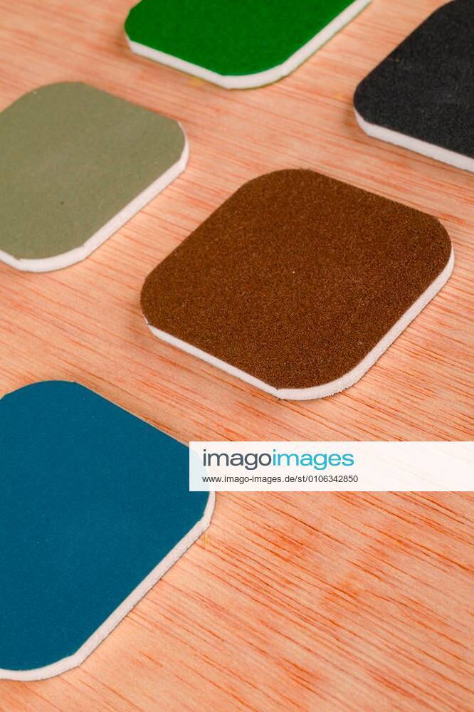 Assortment of different grades of emery paper in the shape of pads