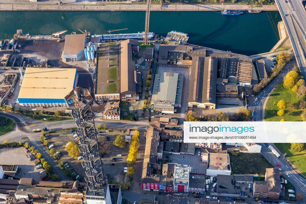 Aerial view, Vulkanhaus Eroscenter Duisburg, red light district, old town, Duisburg, Ruhr area