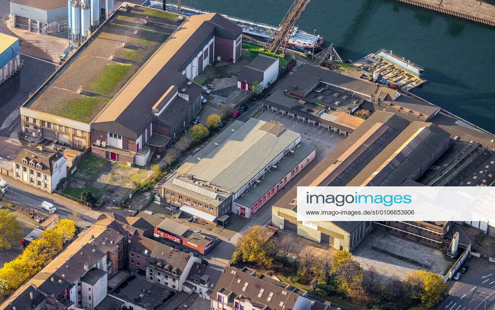Aerial view, Vulkanhaus Eroscenter Duisburg, red light district, old town, Duisburg, Ruhr area