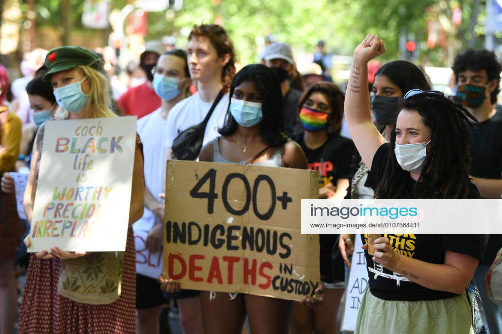 BLM RALLY SYDNEY, Protertors hold placards during a Black Lives Matter ...