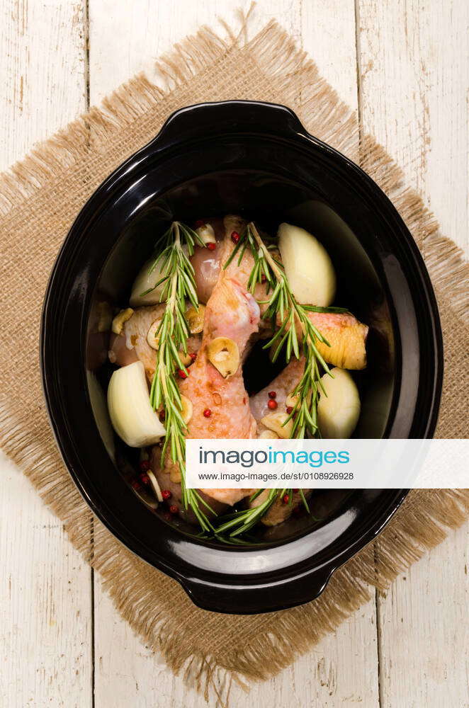 Marinated chicken drumstick in a slow cooker marinated chicken