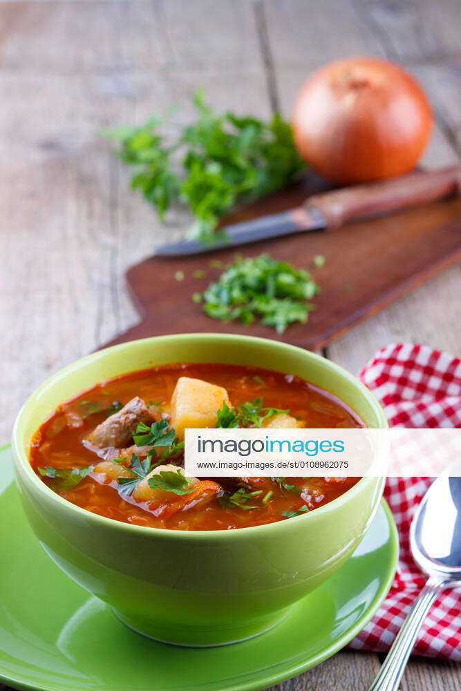 Cabbage soup Traditional ukrainian cabbage soup called borsch .soup