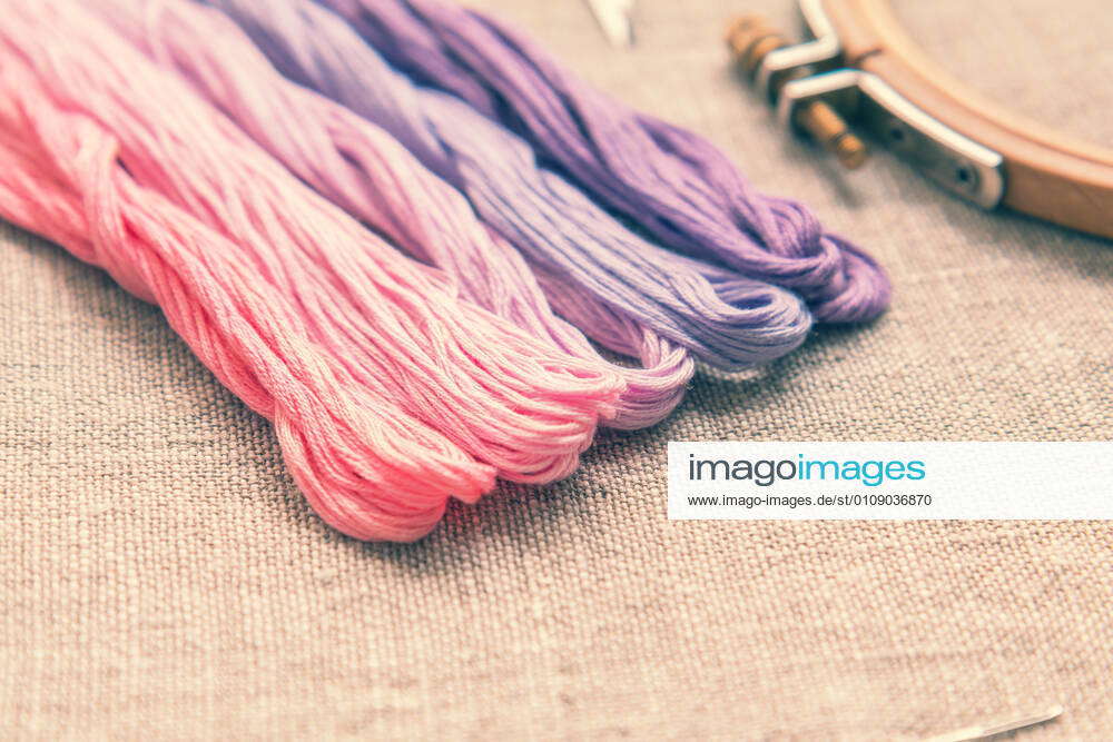 Set for embroidery with thread violet color Set for embroidery