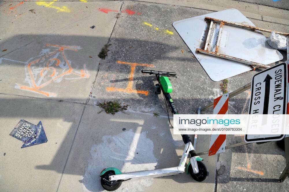 January 12, 2021, Tampa, Florida, USA A (Lime) shared electric scooter