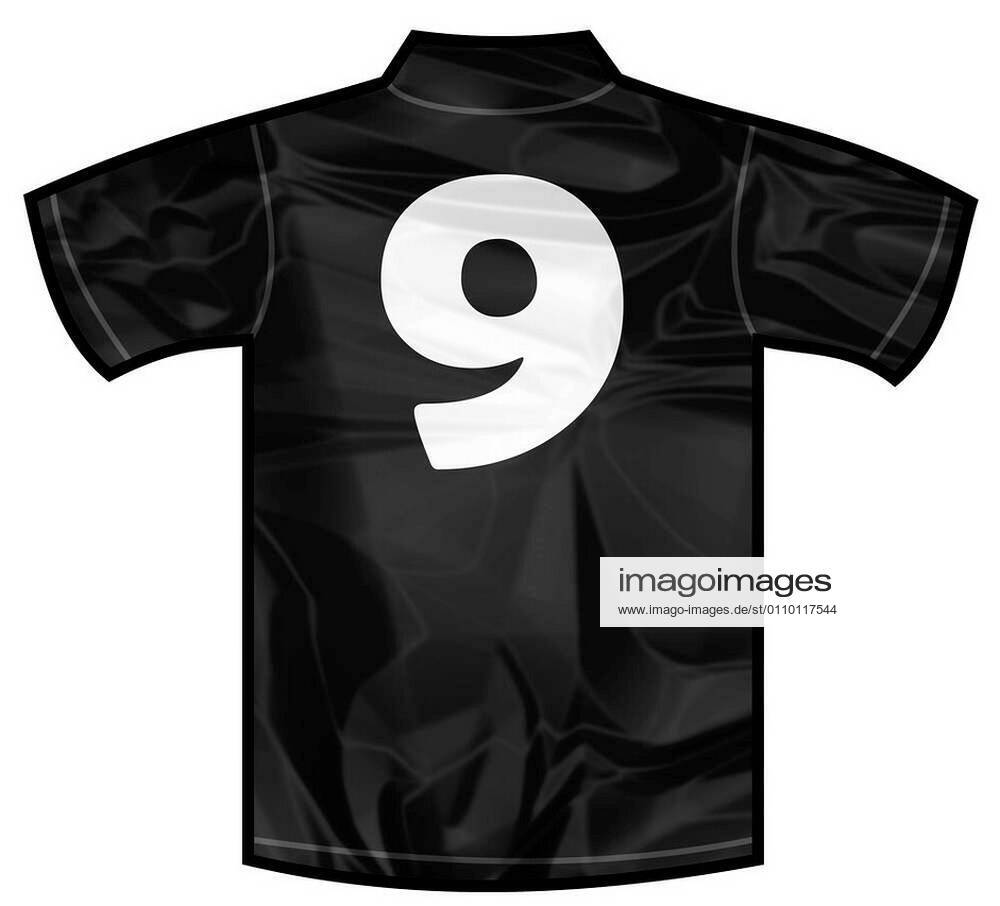 Number 9 nine Black sport shirt as a soccer,hockey,basket,rugby