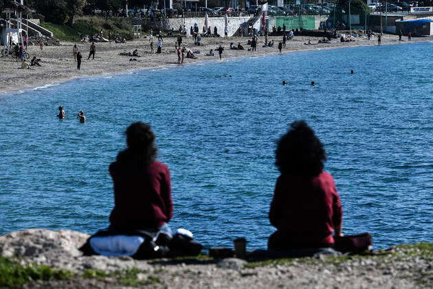 People on the beach of Alimos Akti tou Iliou Alimos Beach a coastal ...