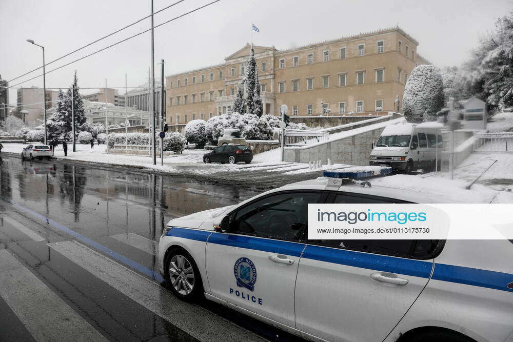 Heavy snowfall and winter weather in the Greek capital Athens, Greece on February 16, 2021 Greece