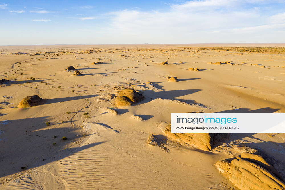 Aerial of beautiful rock formations in the Djado plateau, Tenere Desert ...