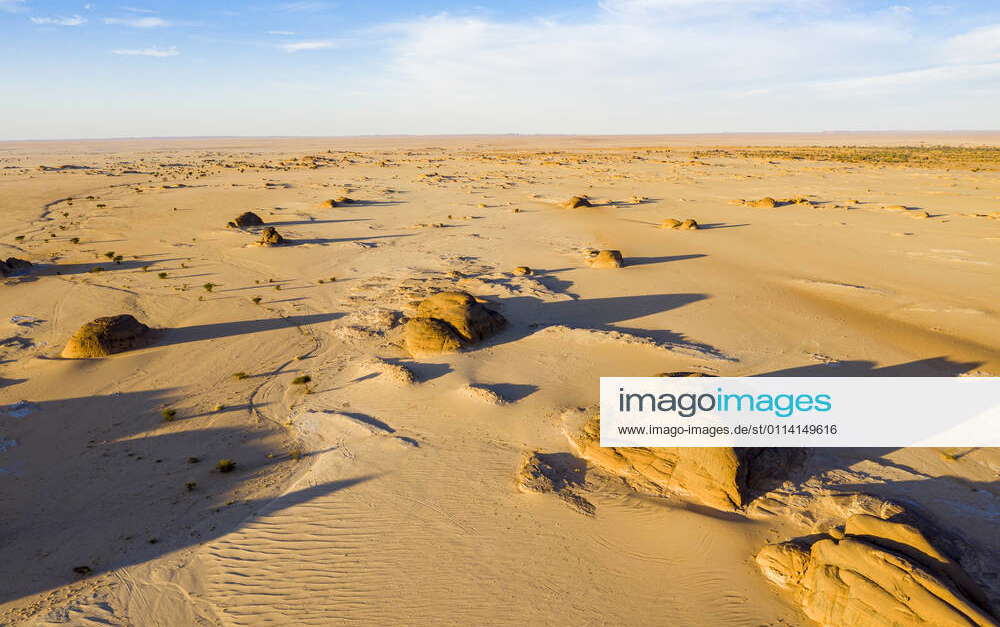 Aerial of beautiful rock formations in the Djado plateau, Tenere Desert ...