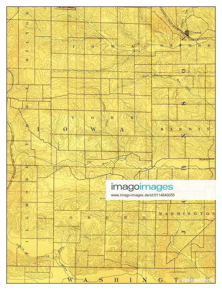 Oxford, Iowa, map 1891, 1:62500, United States of America by Timeless ...