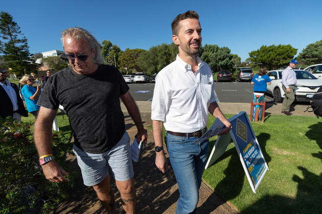 WA ELECTION, WA Opposition Leader Zak Kirkup (right) Is Seen Waiting To ...