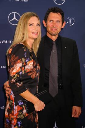 Michael Teuber and Susanne on the blue carpet at the Laureus Sport for ...