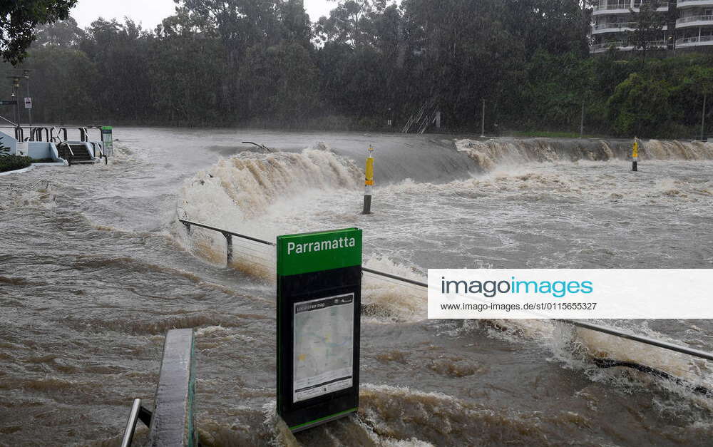 NSW WET WEATHER, The swollen Parramatta river is seen breaking its