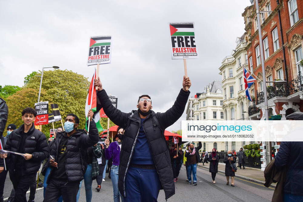 May 15, 2021, London, United Kingdom: A protester chanting slogans seen ...