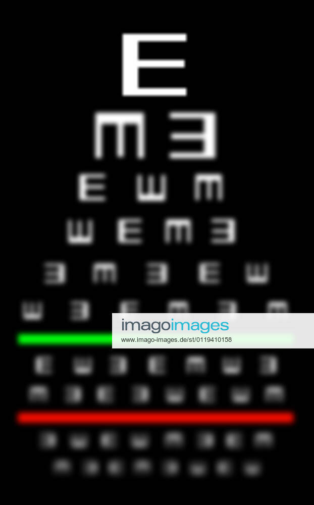 Eyesight concept Test chart, symbols getting smaller Bad eyesight