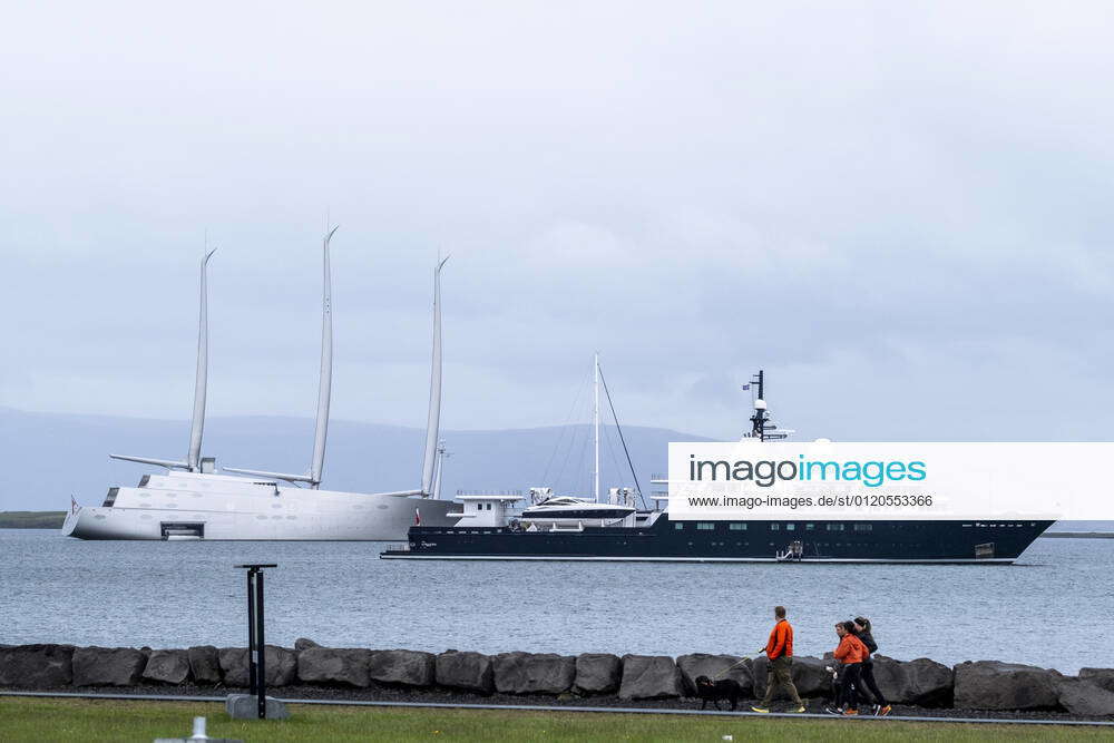  The private yacht LE GRAND BLUE right , owners Yevgeny Schwidler, Eugene Shvidler and the private