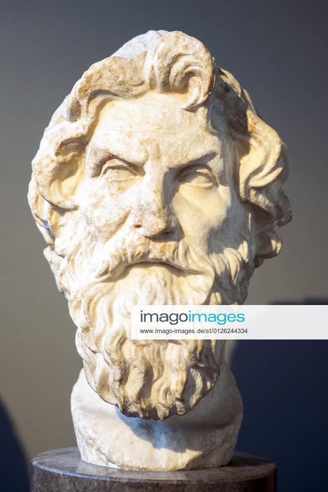 Marble head of Antisthenes (c. 450-370 BC). Roman copy after a lost ...