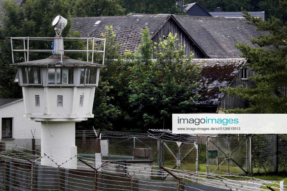 Observation tower of the border troops of the GDR, border watchtower ...