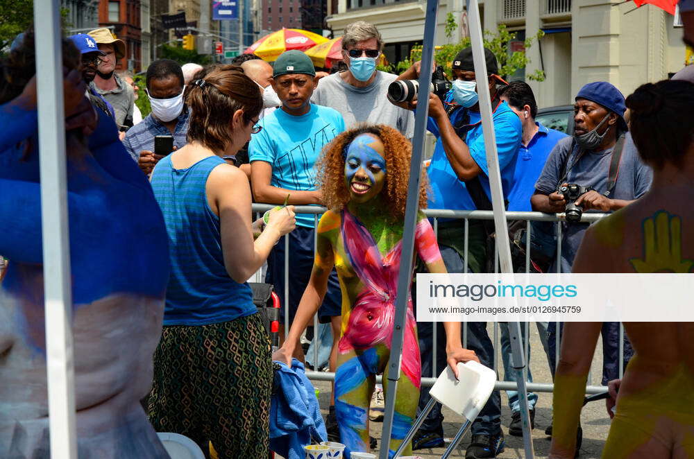 NYC Annual Body Painting Day A young Participant is being painted