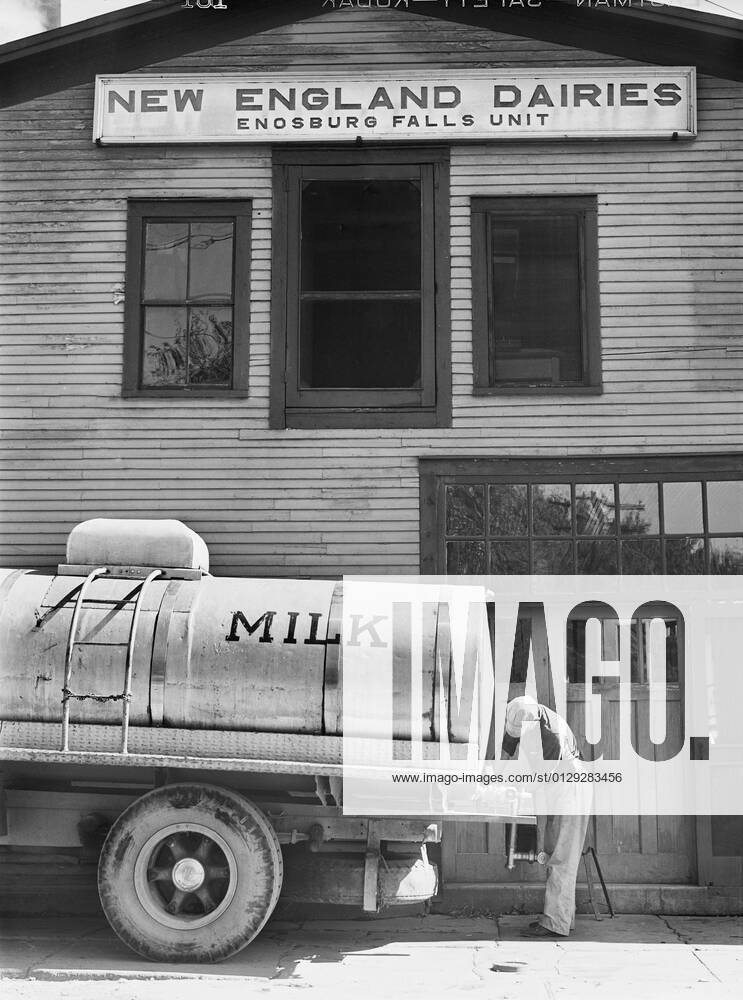 December 31, 2018, Enosburg Falls, Vermont, USA: Worker filling Milk ...