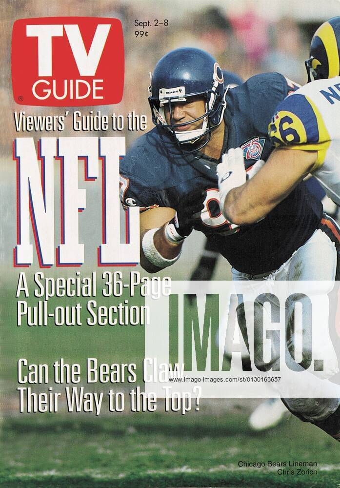 1995 NFL season preview, Chris Zorich, TV GUIDE cover, September 2-8 ...