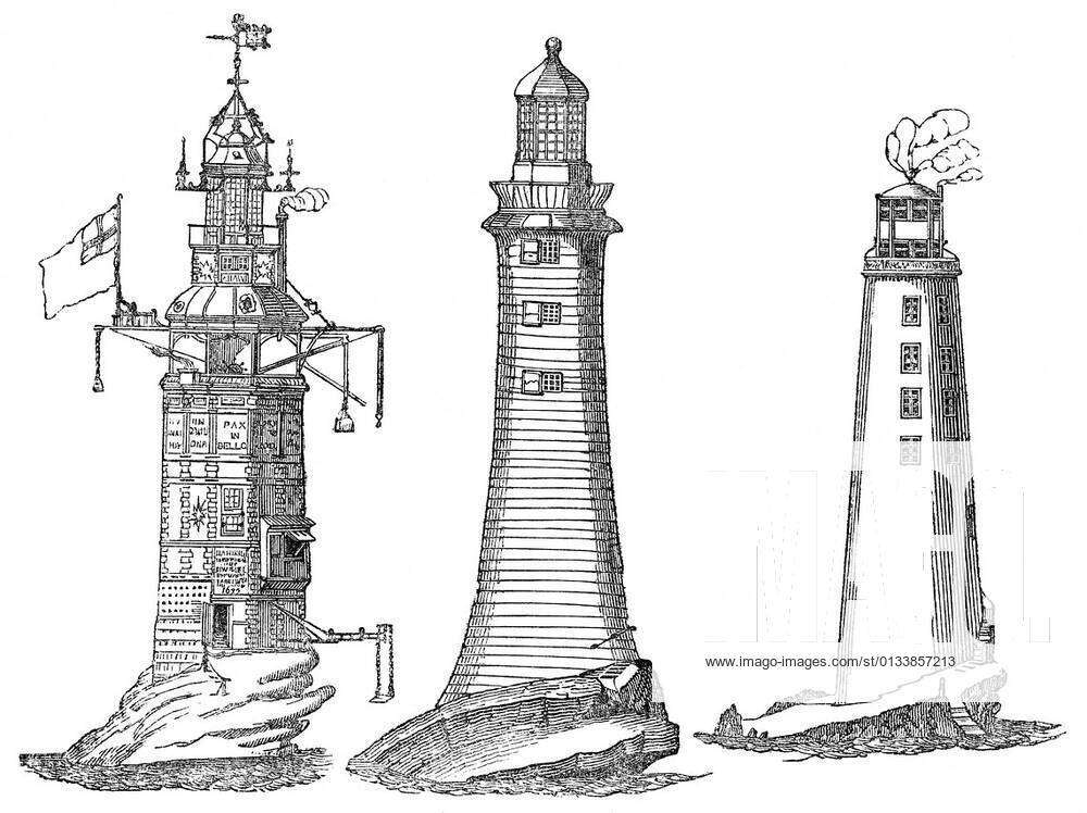 Winstanley s lighthouse in 1699, Elevation of Rudyard s lighthouse in ...