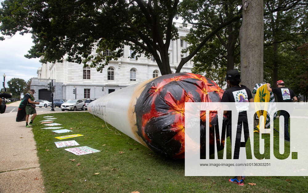 Cannabis Legalization Rally Near U.S. Senate A giant, inflatable joint is seen near U.S. Senate