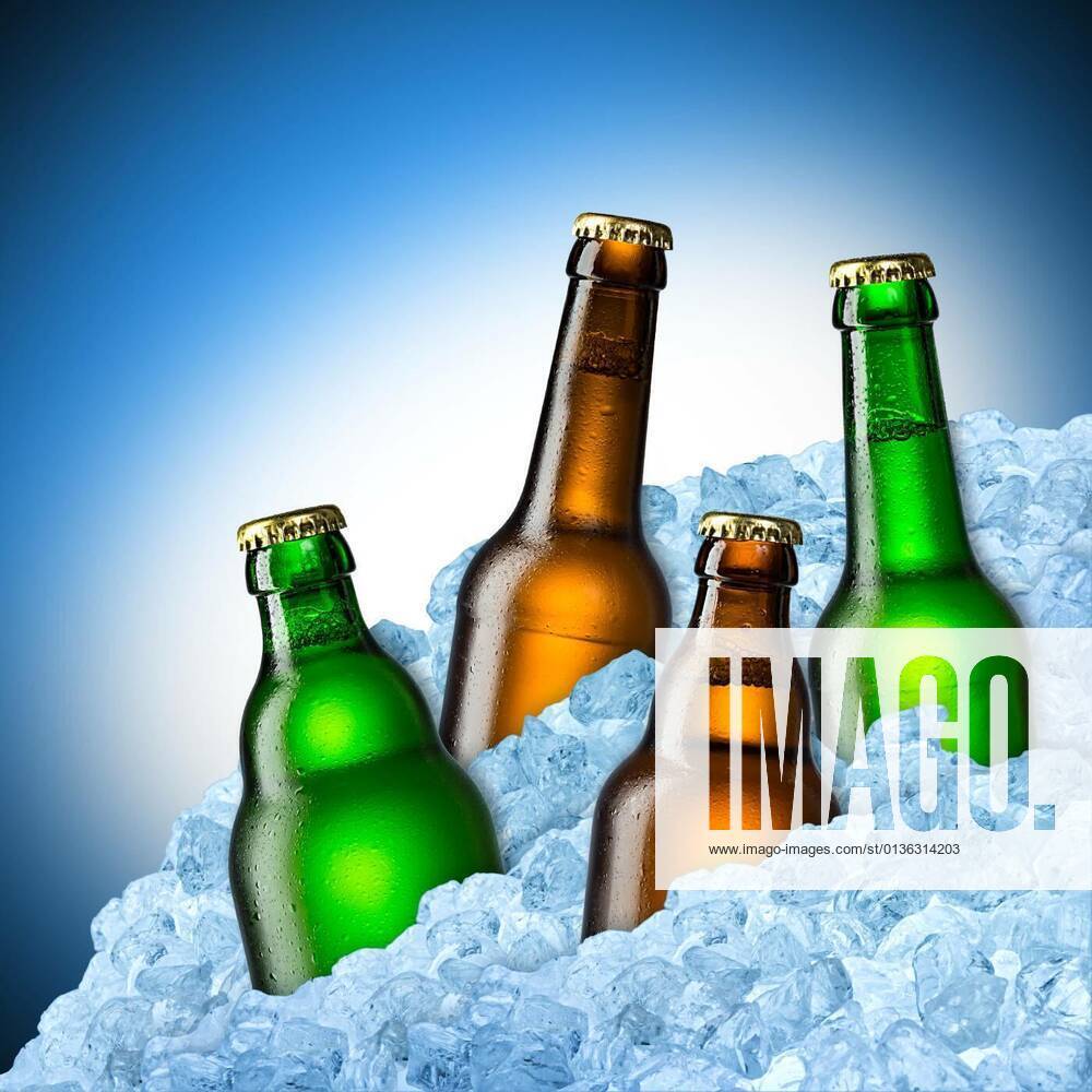 Beer bottles on ice