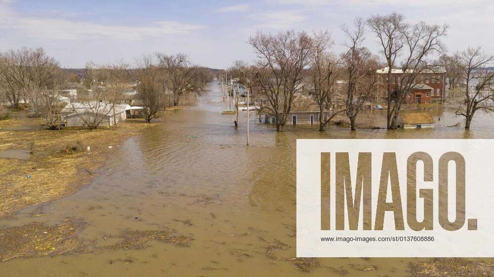 The Town of Pacific Junction Iowa is completely Submerged in the Flood