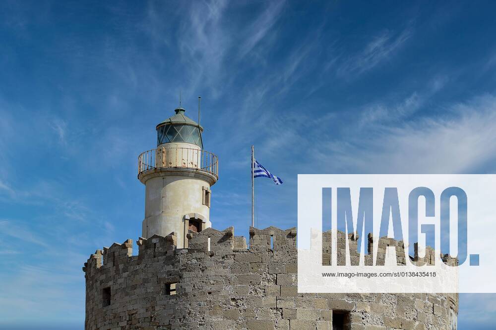 Agios Nikolaos Fortress with Lighthouse, Mandraki Port, Rhodes Town ...