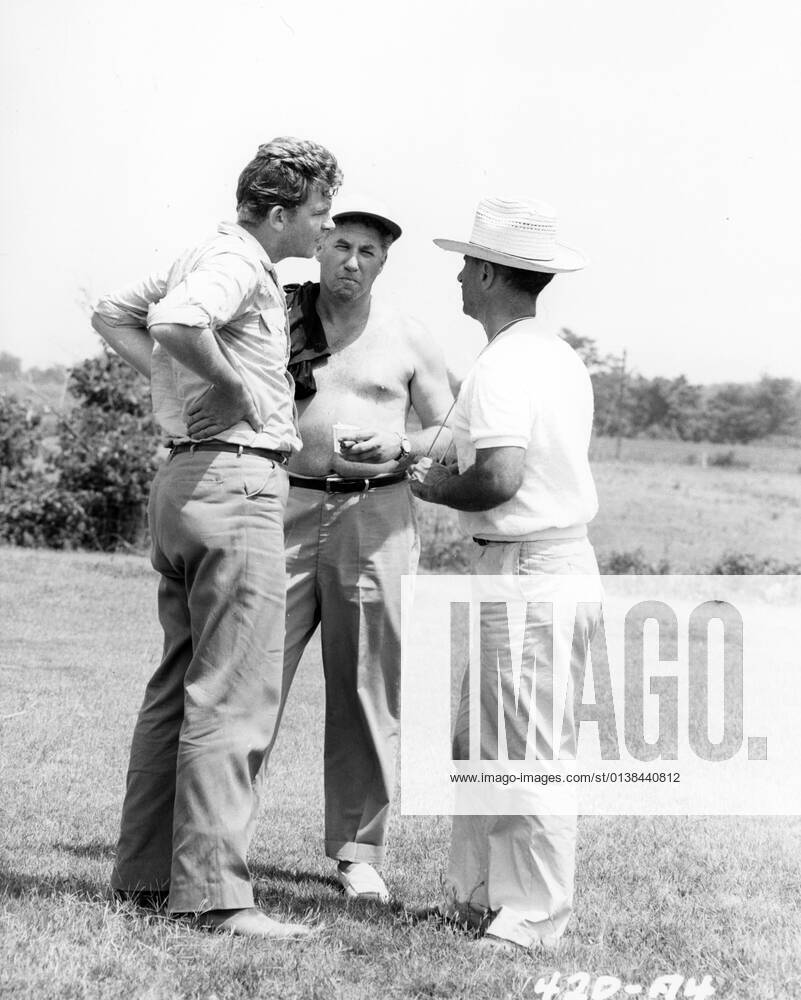 A FACE IN THE CROWD, from left Andy Griffith, writer Budd Schulberg