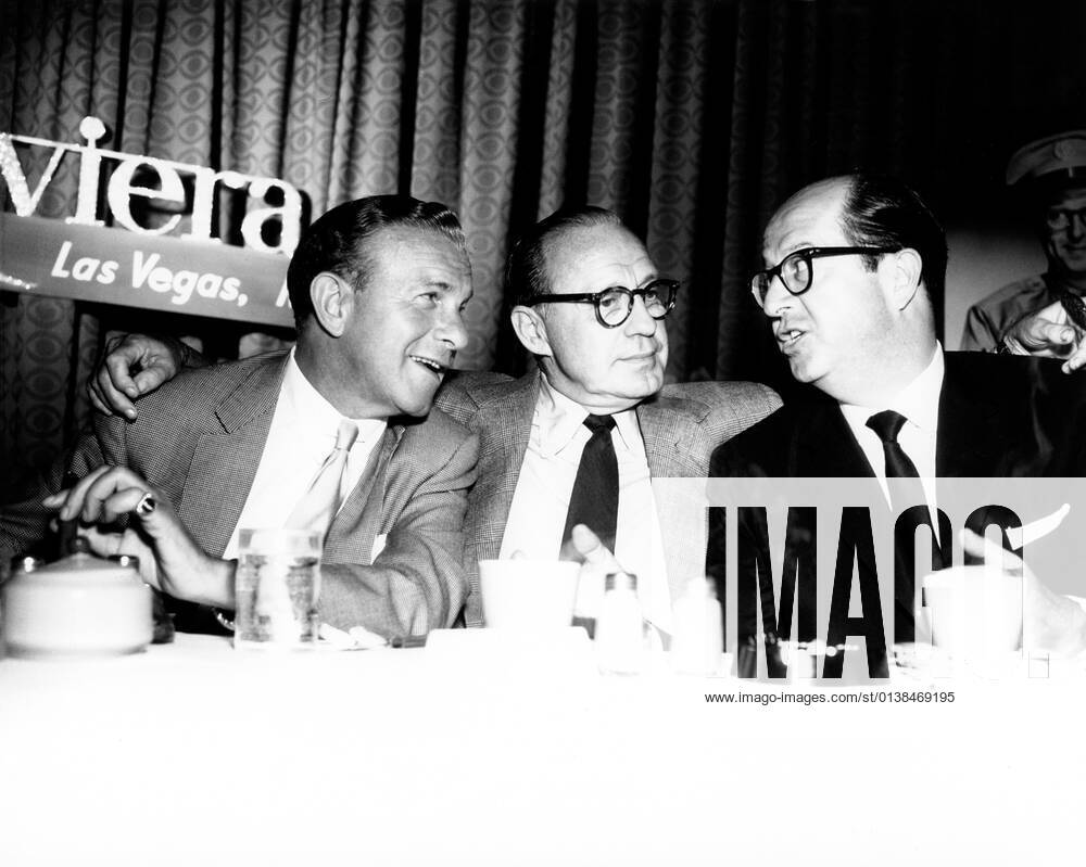 From left: George Burns, Jack Benny, Phil Silvers, at the Riviera Hotel ...