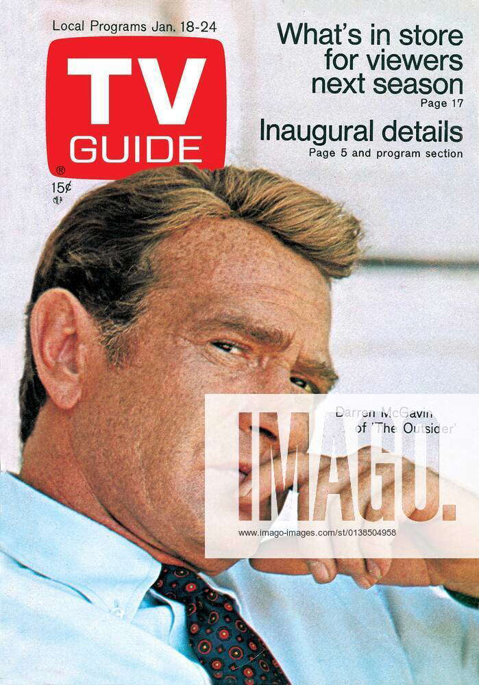 THE OUTSIDER, Darren McGavin, TV GUIDE cover, January 18-24, 1969. ph ...