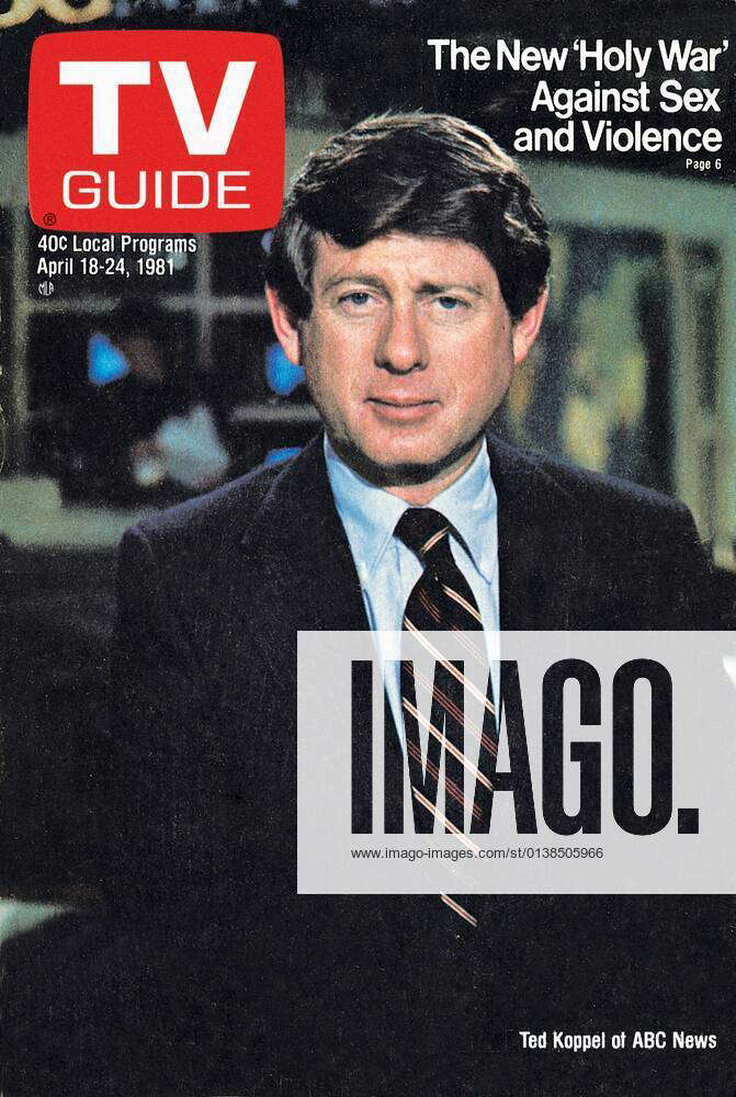 ABC NEWS NIGHTLINE, Ted Koppel, TV GUIDE cover, April 18-24, 1981. TV ...