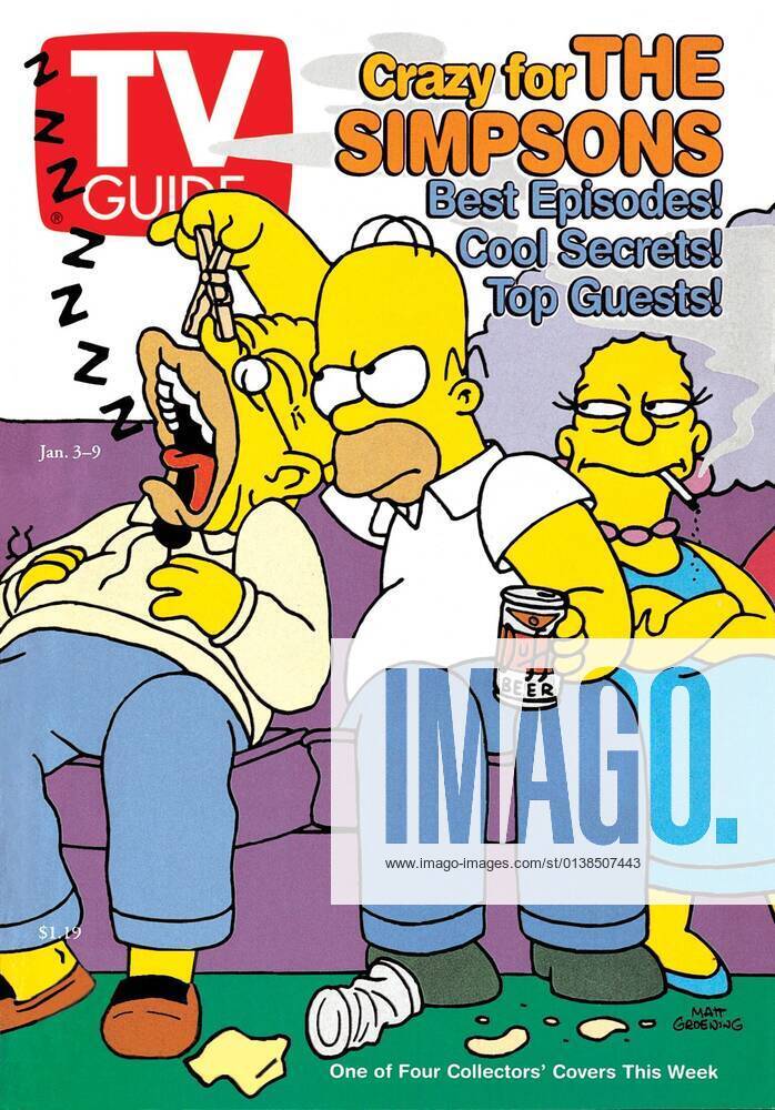 The Simpsons Grampa Simpson Homer Simpson Selma Bouvier Tv Guide Cover January 4046