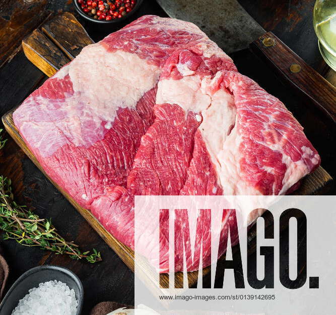 Beef navel, raw beef brisket meat,with ingredients for smoking making