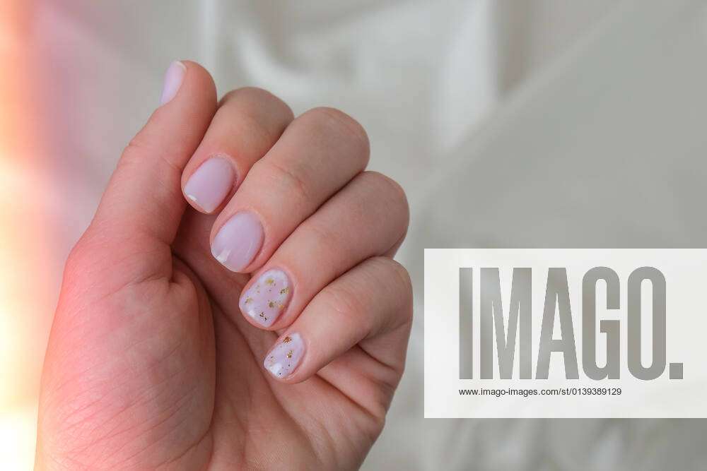 Closeup Elegant Pastel Natural Modern Design Manicure on Fabric Silk  Background. Female Hands. Gel Nails Stock Image - Image of fingers,  manicured: 224397491