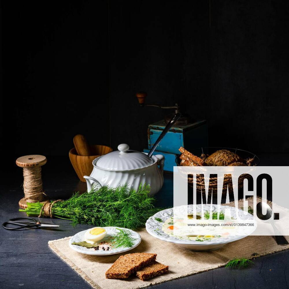 Dill soup with egg and fresh dill