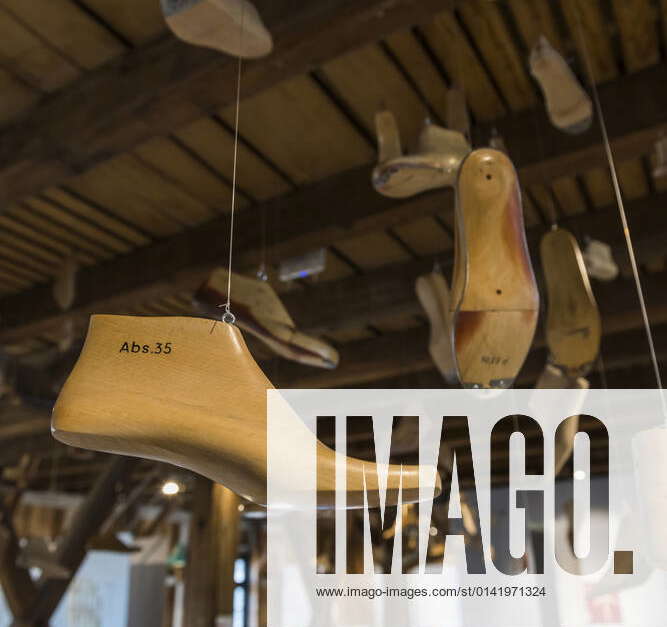 Shoes hanging from ceiling in Fagus Factory, Lower Saxony, Germany