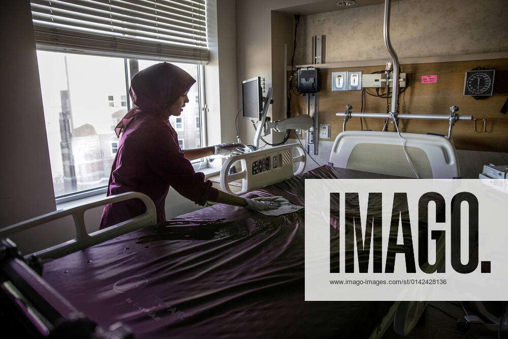 November 20, 2021, St. Cloud, MN, USA Cleaning a hospital room at St