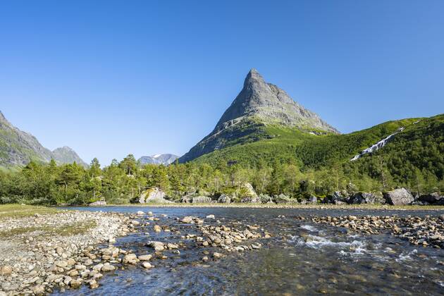 Innerdalstarnet Mountain in Innerdalen Valley, Trollheimen Mountain ...