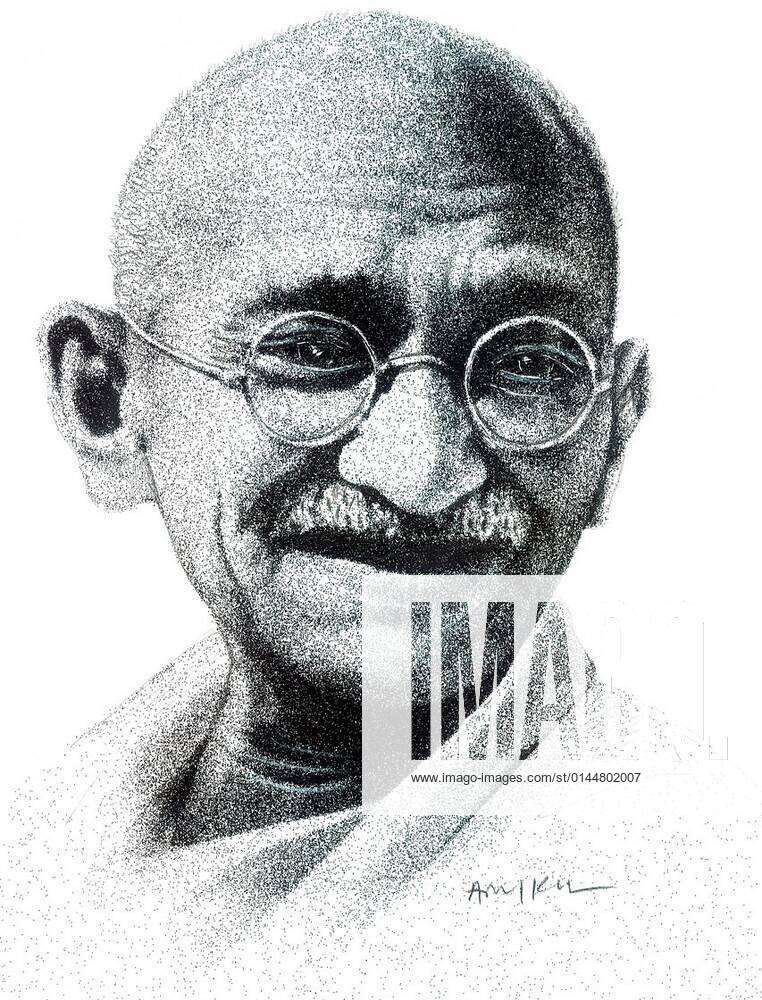 Drawing of Freedom Fighters of India Mohandas Karamchand Gandhi, Stock  Photo, Picture And Rights Managed Image. Pic. DPA-AKM-187898 | agefotostock