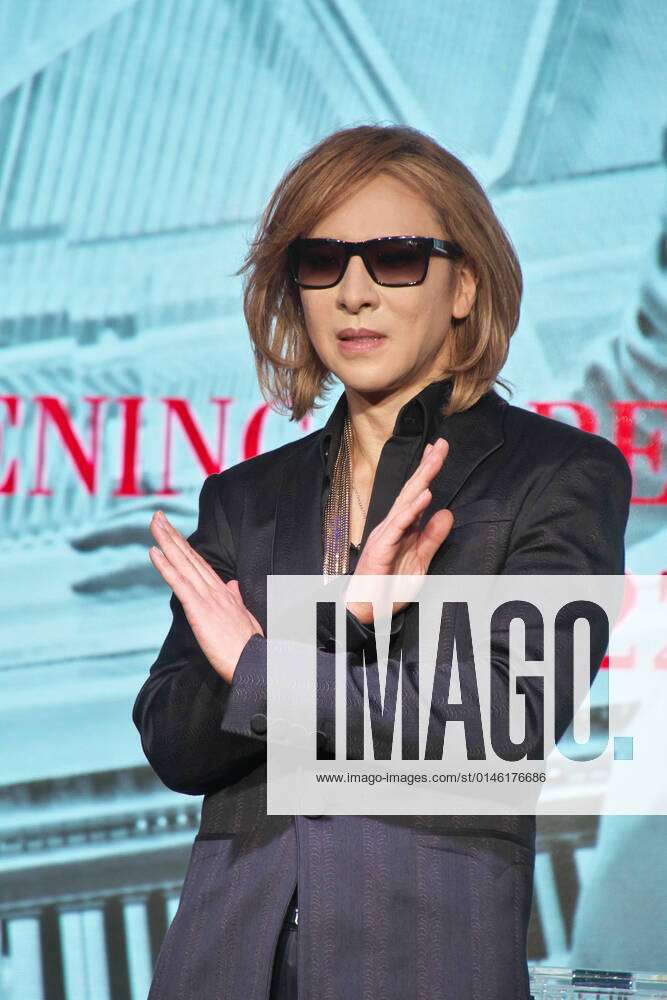 Yoshiki of X Japan attends a press conference for Evening Breakfast ...