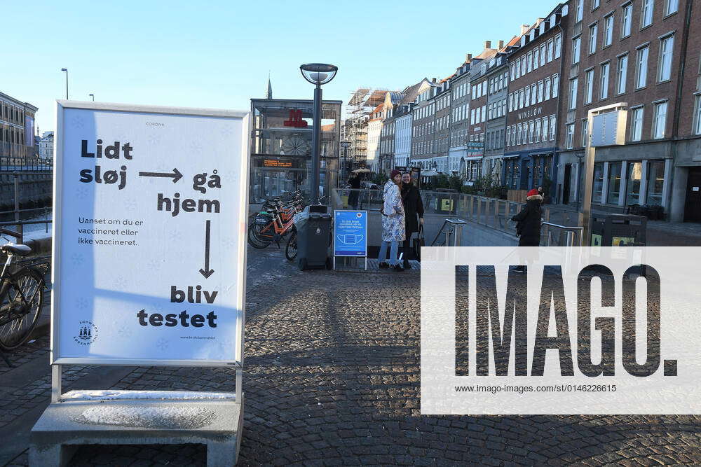 Copenhagen Denmark. 27 December 2021 Get corona covid19 quick test free and keep social distance