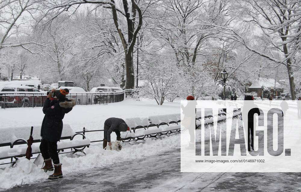 Snowfall at Central Park. January 7, 2022, New York, USA The first awaited snowfall of 2022 at