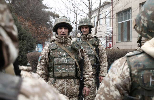 ALMATY, KAZAKHSTAN – JANUARY 11, 2022: Armenian CSTO peacekeepers ...