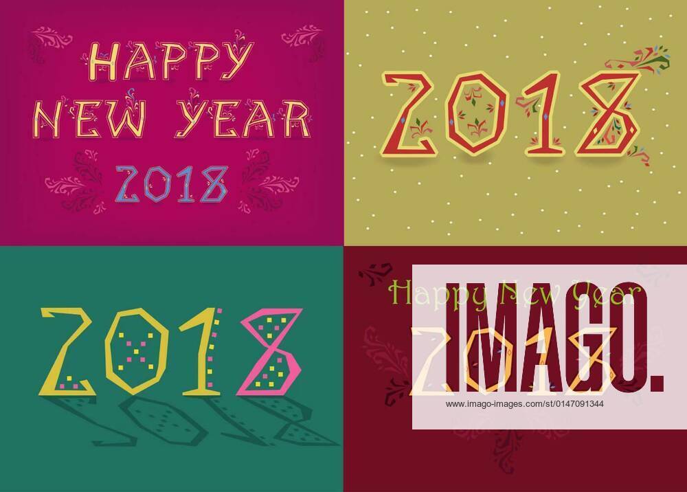 New Years 2018 Cards with Artistic numbers